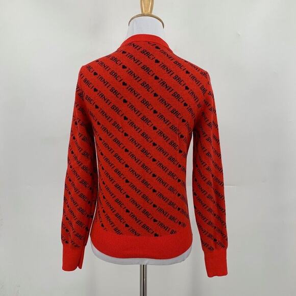 J Crew Cardigan Womens S Small Red Navy Merino Wool Blend Tanti Baci Button Up - Picture 7 of 14
